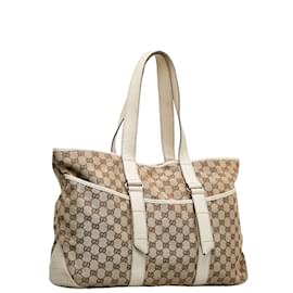 Gucci-La bolsa de asas de lona GG 153238-Castaño