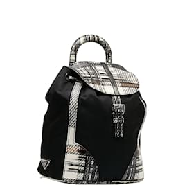 Prada-Prada Tessuto Saffiano Backpack Canvas Backpack 1BZ038 in Good condition-Black