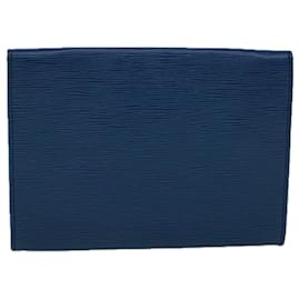 Louis Vuitton-LOUIS VUITTON Epi Jena Clutch Bag Blue M52715 LV Auth th4140-Blue