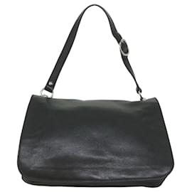 Gucci-GUCCI Interlocking Shoulder Bag Leather Black 115746 Auth ki3687-Black