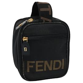 Fendi-FENDI Hand Pouch Nylon Black Brown Auth bs9727-Brown,Black