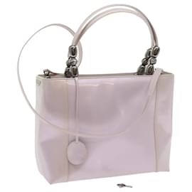 Christian Dior-Christian Dior Maris Pearl Hand Bag Patent leather 2way Purple Auth yb410-Purple