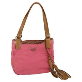 Prada-PRADA Hand Bag Nylon Pink Brown Auth bs8769-Brown,Pink
