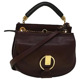 Chloé-Chloe Goldie Shoulder Bag Leather 2way Wine Red Auth bs9718-Other