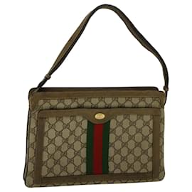 Gucci-GUCCI GG Canvas Web Sherry Line Shoulder Bag PVC Leather Beige Green Auth bs9253-Red,Beige,Green