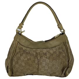 Gucci-GUCCI GG Crystal Shoulder Bag Coated Canvas Gold 190525 Auth th4147-Golden