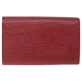 Louis Vuitton-LOUIS VUITTON Epi Porte Monnaie Billets Trésor Portefeuille Rouge M63507 LV Auth ti1298-Rouge