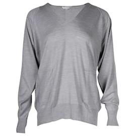 Alexander Wang-Alexander Wang V-neck Sweater in Grey Wool-Grey