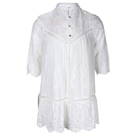 Zimmermann-Blusa com painéis Zimmermann Ticking em algodão branco-Branco