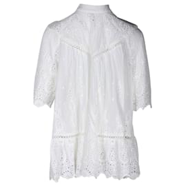 Zimmermann-Blusa com painéis Zimmermann Ticking em algodão branco-Branco