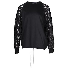 Chloé Jersey Chloe con mangas de encaje en lana negra Negro