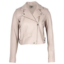 Iro Ashville Biker Jacket in Beige Lambskin Leather Beige