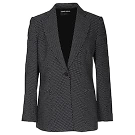 Giorgio Armani-Blazer monopetto Giorgio Armani a pois in viscosa nera-Nero