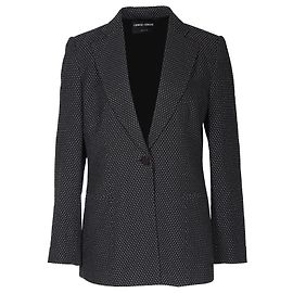 Giorgio Armani Polka-Dot Einreihiger Blazer aus schwarzer Viskose Schwarz
