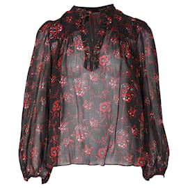 Ulla Johnson-Top floral de manga larga de seda negra de Ulla Johnson-Otro