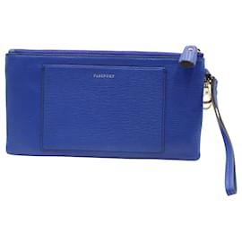 Anya Hindmarch-Anya Hindmarch Loose Pocket Travel Document Clutch in Blue Leather-Blue