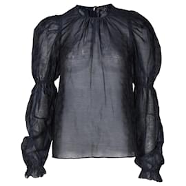 Ulla Johnson Aster Top aus marineblauer Seide Marineblau