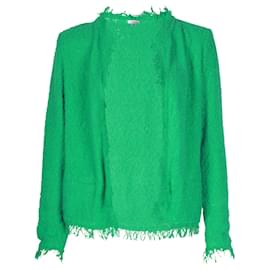 Iro-Iro Shavani Bouclé-Jacke mit Fransen aus grüner Baumwolle-Grün
