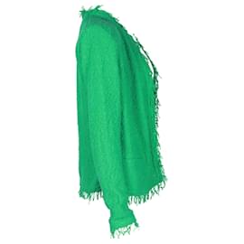 Iro-Chaqueta bouclé con flecos de algodón verde Iro Shavani-Verde