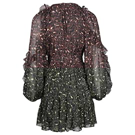 Ulla Johnson-Ulla Johnson Maita Printed Mini Dress in Multicolor Silk-Black