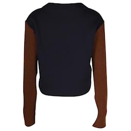 Marni-Marni Colorblock-Pullover aus marineblauer Wolle-Marineblau