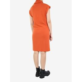 Akris-Orangefarbenes, kurzärmliges Strickkleid mit Rollkragen – Größe UK 10-Orange