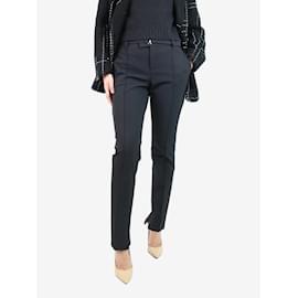 Bottega Veneta-Black tailored trousers with belt and side-slit - size UK 10-Other