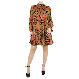 Autre Marque-Mini-robe orange en coton imprimé léopard - taille S-Orange