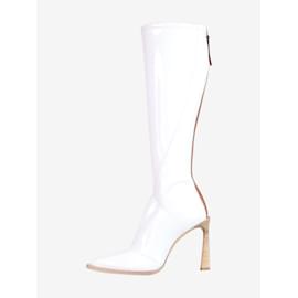 Fendi-White patent leather knee-high boots - size EU 37-White