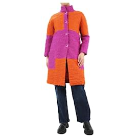 Bottega Veneta-Cappotto in misto lana bicolore viola e arancione - taglia UK 12-Porpora