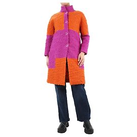 Bottega Veneta Purple and orange two-tone wool-blend coat - size UK 12 Purple
