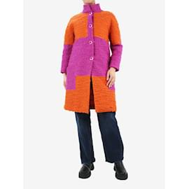 Bottega Veneta-Zweifarbiger Mantel aus Wollmischung in Lila und Orange – Größe UK 12-Lila