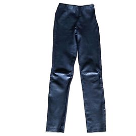 Legging de couro marinho Uterque T.S Azul marinho