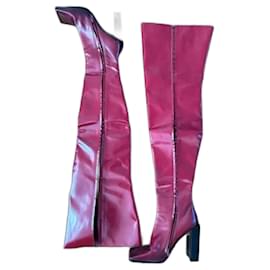 Balenciaga-Balenciaga Quadro Square Toe Over-The-Knee Boots From the FW17 by Demna Gvasalia-Brown