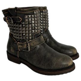 Botas Biker Trash de piel Ash Multicolor
