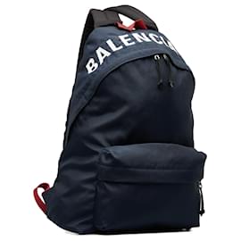 Balenciaga-Balenciaga Sac à dos en nylon à roue bleue-Bleu,Bleu Marine