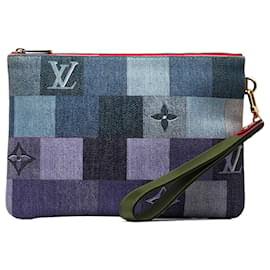 Louis Vuitton-Bolsa Louis Vuitton Monograma Azul Denim Patchwork Neverfull-Vermelho,Azul