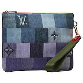 Louis Vuitton-Bolsa Louis Vuitton Monograma Azul Denim Patchwork Neverfull-Vermelho,Azul