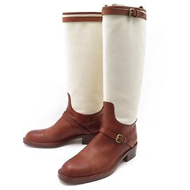 louis vuitton shoes 7.5 41.5 DUAL MATERIAL BOOTS BEIGE CANVAS & LEATHER BOOTS Brown