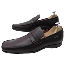 Louis Vuitton-LOUIS VUITTON SHOES BROWN LEATHER MOCCASINS 7.5 41.5 LOAFERS SHOES-Brown