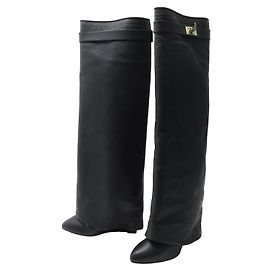 NEW GIVENCHY SHOES SHARK LOCK BOOTS 38.5 LEATHER NEW LEATHER BOOTS Black