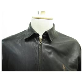 Ralph Lauren-POLO JACKET RALPH LAUREN M 50 ZIPPED LEATHER JACKET BROWN LEATHER JACKET-Brown