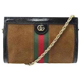 Gucci-NEW GUCCI OPHIDIA PM HANDBAG 503877 BROWN SUEDE CROSSBODY HAND BAG-Brown