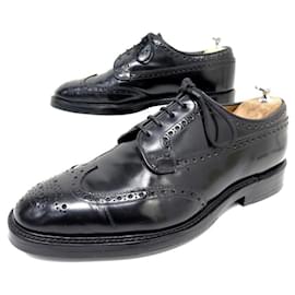 Church's-CHURCH'S GRAFTON DERBY FLORAL TOE SHOES 9g 43 LARGE BLACK LEATHER SHOES-Black