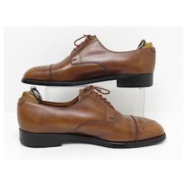 JM Weston-JM WESTON SHOES 564 FLORAL BOUT DERBY 7.5E 41.5 LARGE BROWN LEATHER SHOE-Brown