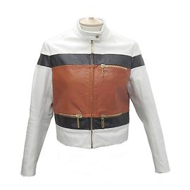 KENZO JACKE BIKERJACKE 36 IT 38 FR IN TRICOLOR STRAUSSENLEDERWESTE Andere