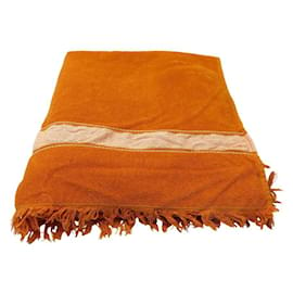 Hermès-DRAP DE PLAGE HERMES YATCHING GRAND MODELE H102503M ORANGE FAUVE TOWEL-Orange