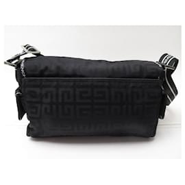 Givenchy-NEUF SAC A MAIN GIVENCHY TOILE MONOGRAMME LOGO BANDOULIERE NYLON HAND BAG-Noir