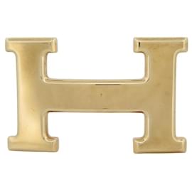 Hermès-HERMES H BELT BUCKLE IN POLISHED GOLD METAL 32 MM GOLDEN BUCKLE BELT-Golden
