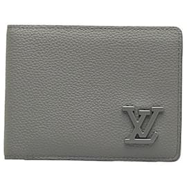 Louis Vuitton-Louis Vuitton Cartera corta de cuero PF Multiple Wallet Cartera corta de cuero M81026 en buen estado-Gris